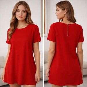 Entro Vibrant Red Short Sleeve Dress